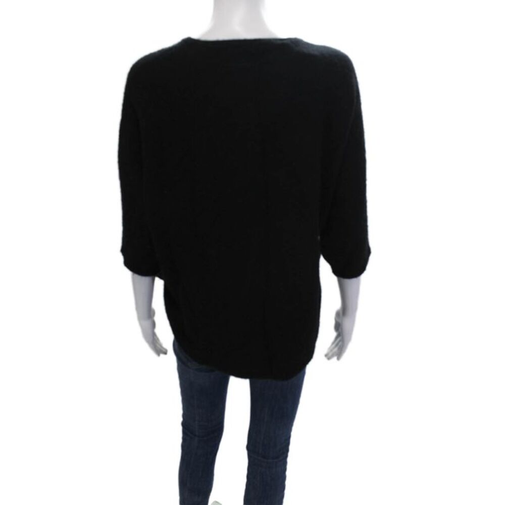 Cashmere Women Pullover Sweater Black Crew Neck 3/4 Sleeve Size S - Picture 3 of 5